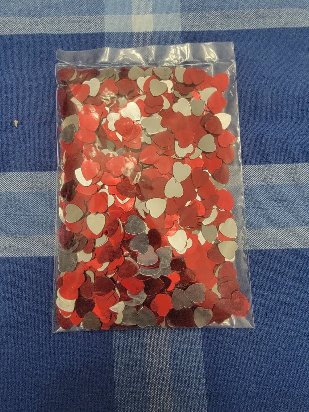Red and Silver Heart Confetti Metallic for Valentine's Day, Wedding Party Table